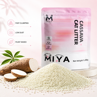 Litière pour chat en amidon de manioc 3s à agglomération rapide, à base végétale, jetable aux toilettes, biodégradable, faible poussière, faible dispersion, contrôle des odeurs, OEM ODM
