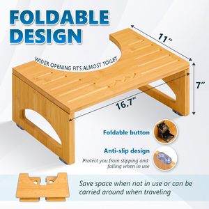 Tabouret de toilette en bambou écologique 7 "tabouret accroupi ergonomique antidérapant aide à la posture Portable salle de bain cadeau de bien-être - Product Image 2