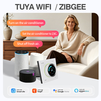 Termostato Cuadrado 3 en 1 TUYA Zigbee WiFi para Aire Acondicionado Central, Calefacción por Suelo Radiante y Aire Fresco, con Perilla Giratoria y Pantalla a Color