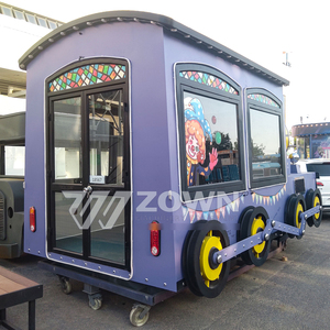 Carrito de Comida Estilo Locomotora Morado y Amarillo con Letrero Luminoso Personalizado para Venta en Lugares Turísticos - Product Image 6
