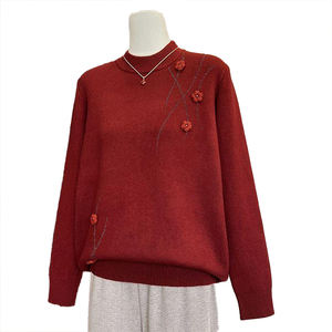 Suéter grueso con forro polar para mujeres de mediana edad, suéter holgado, moderno y cálido, capa base de forro polar integrado, prendas de punto para mujeres mayores - Product Image 3