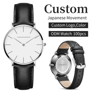 Montre en cuir Hannah Martin HM-CB36 pour femmes, design simple, étanche, décontractée, boucle, cadran en cristal, montres tendance pour femmes - Product Image 1
