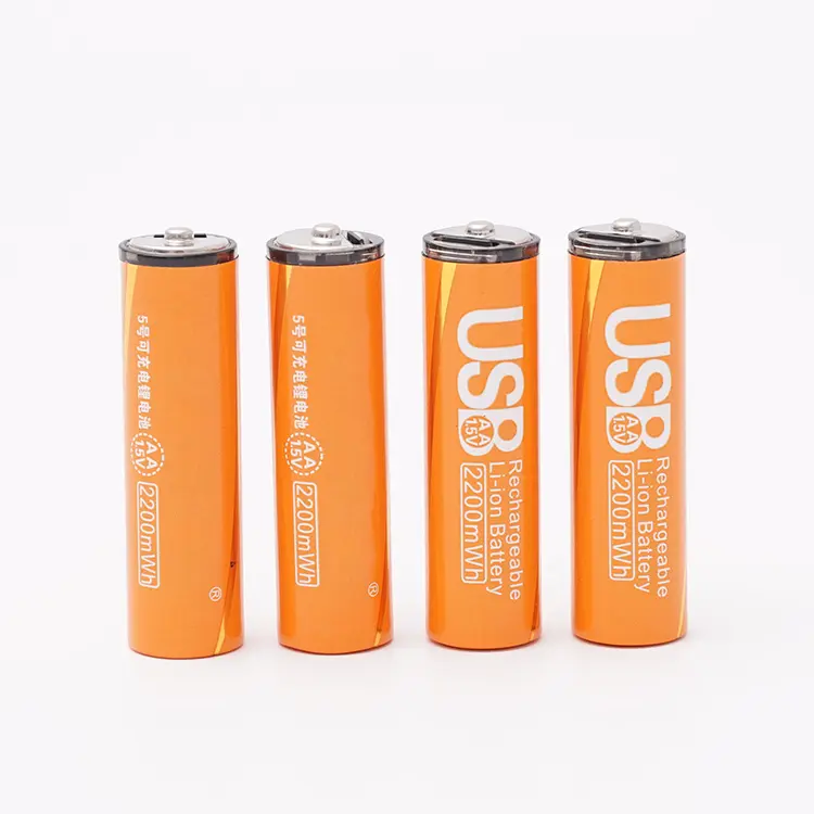 Hot Selling USB Rechargeable Batteries Lithium ion Reusable Type-C USB Charging Port AA Batteries AAA 1.5v 2200mWh NCA Cell