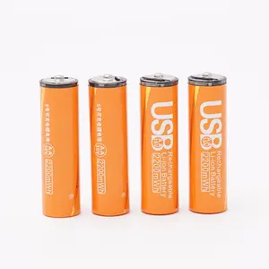 Penjualan laris baterai isi ulang USB Lithium ion dapat digunakan kembali Port pengisian USB tipe-c baterai AA AAA 1.5v 2200mWh sel NCA