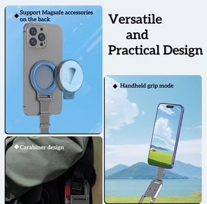 Soporte de teléfono magnético de doble cara de metal compatible con Magsafe <span class=keywords><strong>iPhone</strong></span> 17/16/15/<span class=keywords><strong>14</strong></span>/13/12 Plus <span class=keywords><strong>Pro</strong></span> Max soporte de teléfono con mosquetón - Product Image 3