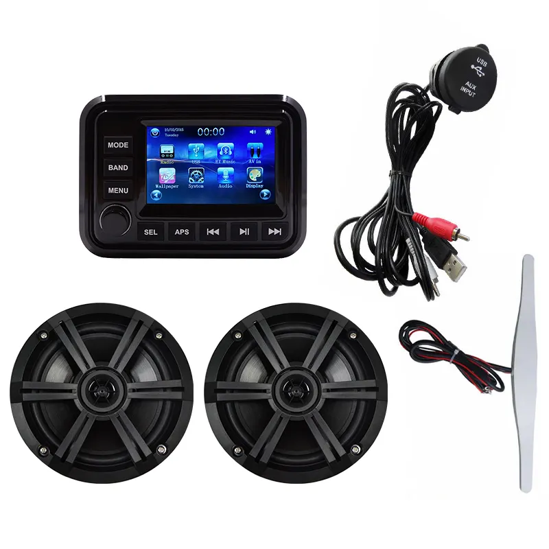 Hasda Waterproof Marine Stereo System MP3 USB AM FM UTV ATV RTV audio+1 pair 6.5" Speakers H-303A+H-065