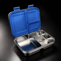 Boîte à lunch bento mignonne en acier inoxydable 304 de qualité supérieure, 3 compartiments, silicone LFGB sans BPA, compatible micro-ondes, réutilisable, cadeau pour tous les jours