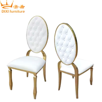 Penjualan pabrik kursi besi tahan karat Bagus desain kaki persegi belakang Oval sempurna untuk kursi makan pernikahan elegan
