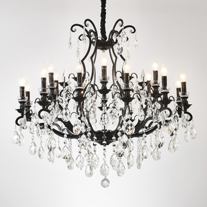 Suspension France en fer noir pour salon décoration de mariage îlot de cuisine lustre en cristal d'usine de luxe direct - Product Image 6