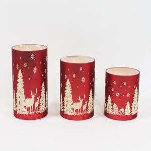 Nuevo diseño rojo loco láser grabado al aire libre Navidad LED cilindro zócalo luces para diversión venta con iluminación - Product Image 4