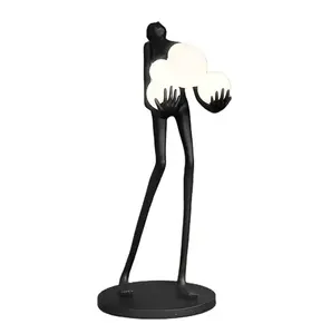 Modern Nordic Designers Creative Art Abstract Figure Sculpture Long Arm Ball Floor Lamp For Hotel Exhibition Hall