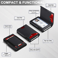 Dompet Kartu Kredit Minimalis Lipat dari Aluminium Logam, Tipis, Anti-RFID, Multifungsi untuk Pria