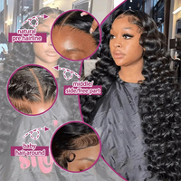 Wig Rambut Asli 250% Density 5x5 Gluess Wig 13x4 13x6 HD Transparent Lace Frontal Lace Preplucked Natural Black Deep Wave Frontal