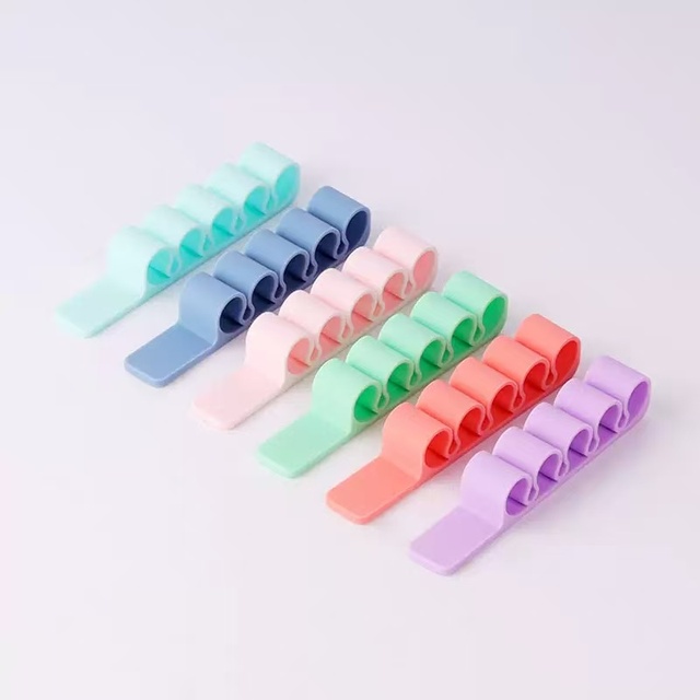 Silicone Multi-Function Cable Organizer, Self-Adhesive Cord Holder for USB Charging Cable, Wire Management Clips for Desk