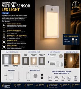 โคมไฟติดผนังแบบชาร์จไฟได้ ดีไซน์ทันสมัย สี่เหลี่ยมจัตุรัส แสงวอร์มไวท์ LED 100 ลูเมน 2.3 วัตต์ สำหรับใช้ในบ้าน - Product Image 2