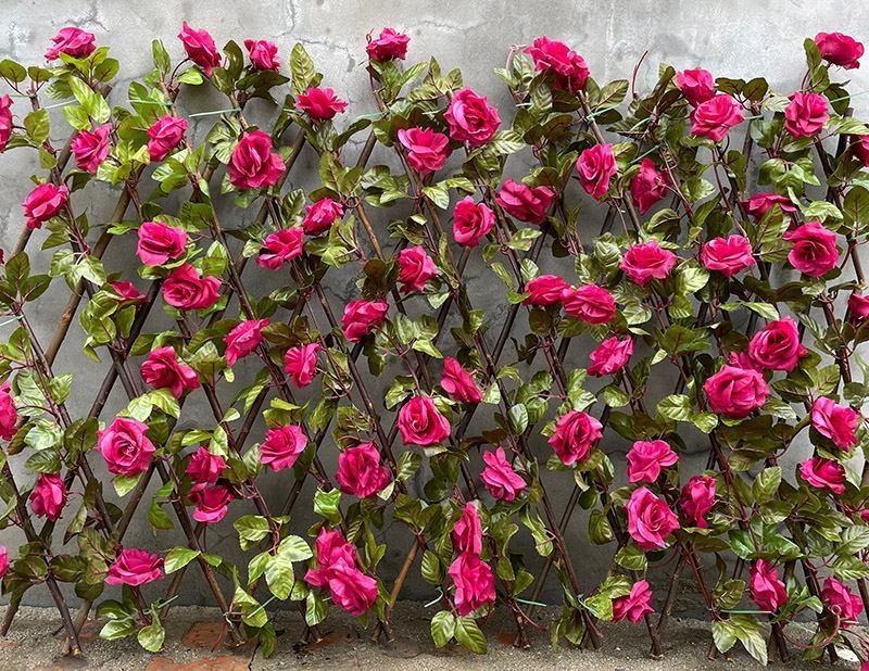 Clôture en bois épais Rose rouge 0,7m