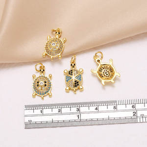 ASJEWELRY Breloque <span class=keywords><strong>tortue</strong></span> <span class=keywords><strong>porte</strong></span>-<span class=keywords><strong>bonheur</strong></span> en cristal turquoise pour bracelet, plaqué or cuivre, fournitures de fabrication de bijoux faits à la main chma564 - Product Image 3