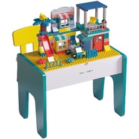 Bloques de Construcción de Madera para Niños, Mesa de Juego Educativa con Partículas para Edades de 4 a 6 Años, Juego de Ensamblaje para Aprendizaje Temprano