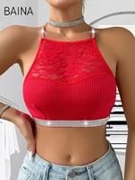 Lady Vest Bra Ribbed Seamless Shiny Heart Ring Floral Sxey Débardeur en dentelle pour femmes Bras