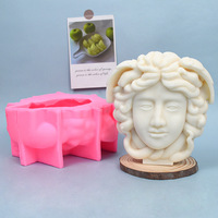 Moule à bougie en silicone pour sculpture grecque, corps, visage, serpent, cheveux, figurine, cire, buste de Méduse, moule à bougie