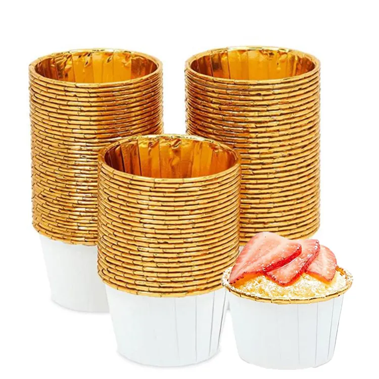 Cupcakes Thick Gold And Silver Cake Cupcakes Rolled Cup Medium Large Cake High Temperature Baking Cup Baking Cup