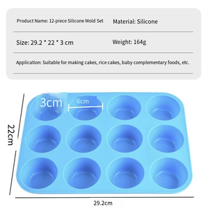 ถาดอบมัฟฟินแบบไม่ติดกระทะ เกรดอาหาร สำหรับทำ<span class=keywords><strong>คั</strong></span><span class=keywords><strong>พ</strong></span><span class=keywords><strong>เค้ก</strong></span> 12 หลุม ทำจากซิลิโคน ไม่ติดกระทะ เหมาะสำหรับทำมัฟฟิน - Product Image 6