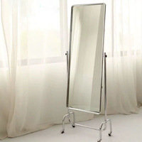 Miroir sur roulettes pleine longueur avec support chromé pour boutique de mariée, salon, dressing, décoration intérieure, vente en gros