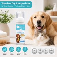 Zourunan Nuevo Champú Seco Sin Agua 60ml Espuma Sin Enjuague Aroma a Arándanos Para Aseo de Gatos y Perros Marca Blanca OEM Bajo MOQ