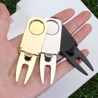 Outil de réparation de mottes de golf personnalisé avec porte-cigare et marqueur de balle en métal avec votre logo de marque gravé au laser