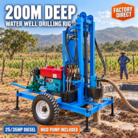 Mini foreuse de puits d'eau profonds forage rotatif à boue 150m 200m diesel 25HP pour eau domestique machine de forage de puits