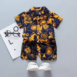 New Hawaiian Style summer clothing for boys children clothing set colorful print short sleeve wholesaler children's clothing set