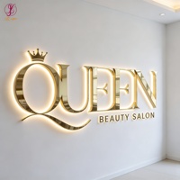 Enseigne lumineuse LED personnalisée pour salon de beauté, panneau publicitaire, enseigne lumineuse, logo lumineux 3D, enseigne en lettres dorées LED pour entreprise