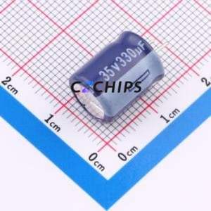 Condensateur électrolytique en aluminium ERZ1VM331G13C36T à montage traversant, composant à montage traversant THT, D10xL13mm 330uF 20% 35V 10mm - Product Image 1