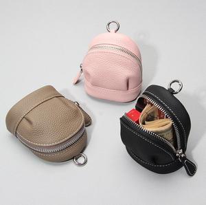 Fashion First Layer Cowhide <b>Coin</b> Wallet Mini Earphone Storage <b>Case</b> Crossbody Single-shoulder Bag Leather Keychain - Product Image 6