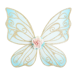 アイシーブルー 子供用 女の子用 プリンセス ふわふわショート下着ジャンプスーツ 蝶の妖精の羽付き 魔法の杖 ヘッドバンド付き - Product Image 3