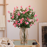 Vente en gros d'usine, vente chaude, spray de roses, mini-roses artificielles en soie pour la décoration de la maison, mariage, fête d'anniversaire, fleurs