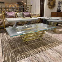 Table basse moderne en marbre de luxe Base en acier inoxydable Meubles de salon élégants et minimalistes pour la maison Hôtel Verre trempé