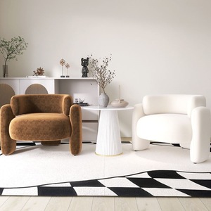 Sofá Individual Nórdico para Sala <span class=keywords><strong>de</strong></span> Estar, Dormitorio, Recepción, Salón <span class=keywords><strong>de</strong></span> Belleza, Área <span class=keywords><strong>de</strong></span> Descanso, Estilo Crema, Sillón Perezoso - Product Image 4