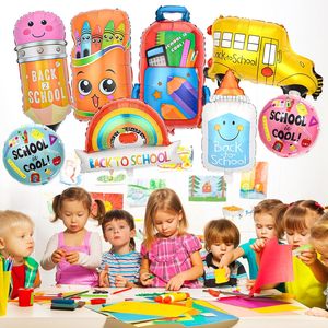 Ballons Mylar pour la <span class=keywords><strong>rentrée</strong></span> scolaire : Autobus scolaire, Crayon, Cartable, Crayon de couleur, Règle, Ballon – <span class=keywords><strong>Décoration</strong></span> de <span class=keywords><strong>maternelle</strong></span> pour la première journée d'école et le retour à l'école - Product Image 1