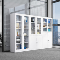 Armoire de rangement de bureau haute en métal, classeur de documents en acier avec portes vitrées, Archivador De Acero