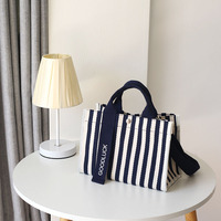 Sac fourre-tout tendance grande capacité, sac à documents en toile, sac bandoulière polyvalent, sac fourre-tout en toile de coton pour femme avec rayures