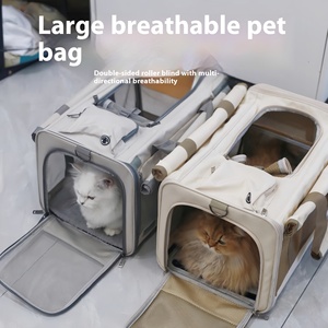 Fashionable Portable <strong>Large</strong>-Capacity Oxford <strong>Pet</strong> Backpack Solid Pattern Breathable <strong>Dog</strong> Cat <strong>Cage</strong> with Zipper Closure for Outings - Product Image 2