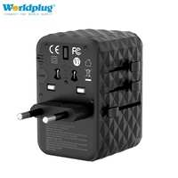 Adaptateur de voyage universel Worldplug GaN 65W Chargeur mural pour téléphone portable Adaptateur de voyage