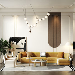 AOMISI <span class=keywords><strong>CASA</strong></span> divani da soggiorno curvi a forma di L set tappezzeria moderna set di divani componibili componibili a braccio basso in tessuto teddy - Product Image 4