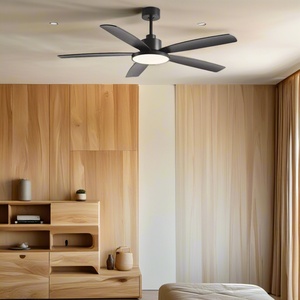 Ventilateur de plafond intérieur noir de 52 pouces avec lumière LED et télécommande, 5 pales, construction métallique, moteur DC silencieux, design moderne - Product Image 4