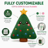 Peluche Arbre de Noël en Velours Côtelé Ultra Doux avec Étoile Brodé et Boules pour Cadeau de Fêtes