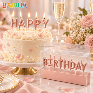 Fournitures de fête en gros, <span class=keywords><strong>bougies</strong></span> en forme de lettres d'anniversaire couleur or rose, <span class=keywords><strong>bougies</strong></span> originales pour décorer les gâteaux d'anniversaire - Product Image 1