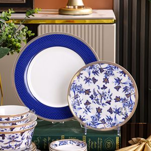 Service de table 20 pièces de haute qualité, motif floral bleu oriental classique, en porcelaine fine, pour usage domestique, compatible micro-ondes et lave-vaisselle - Product Image 3