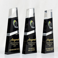 Trophée noir en cristal, plaque d'honneur pour les récompenses des employés, les anniversaires, les hommages et les médailles MH-J0548