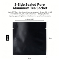 Sachet intérieur refermable pour thé noir, scellé sur trois côtés, 5g, emballage de thé portionné, petit sachet à fermeture éclair en aluminium pour collations